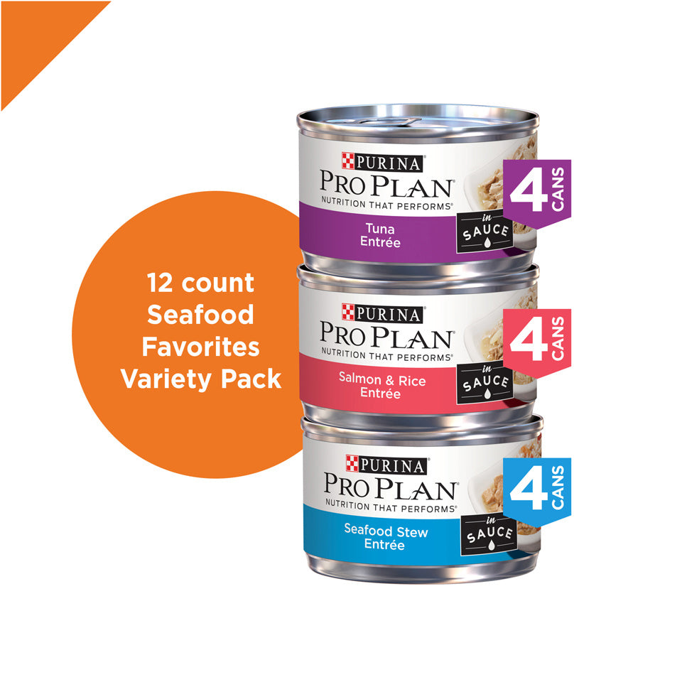 Purina Pro Plan Savor Seafood Entrees Variety Pack Adult Canned Cat Food  