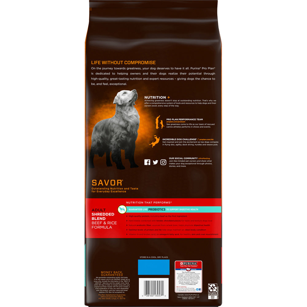 Purina Pro Plan Savor Shredded Blend Beef & Rice Formula Adult Dry Dog