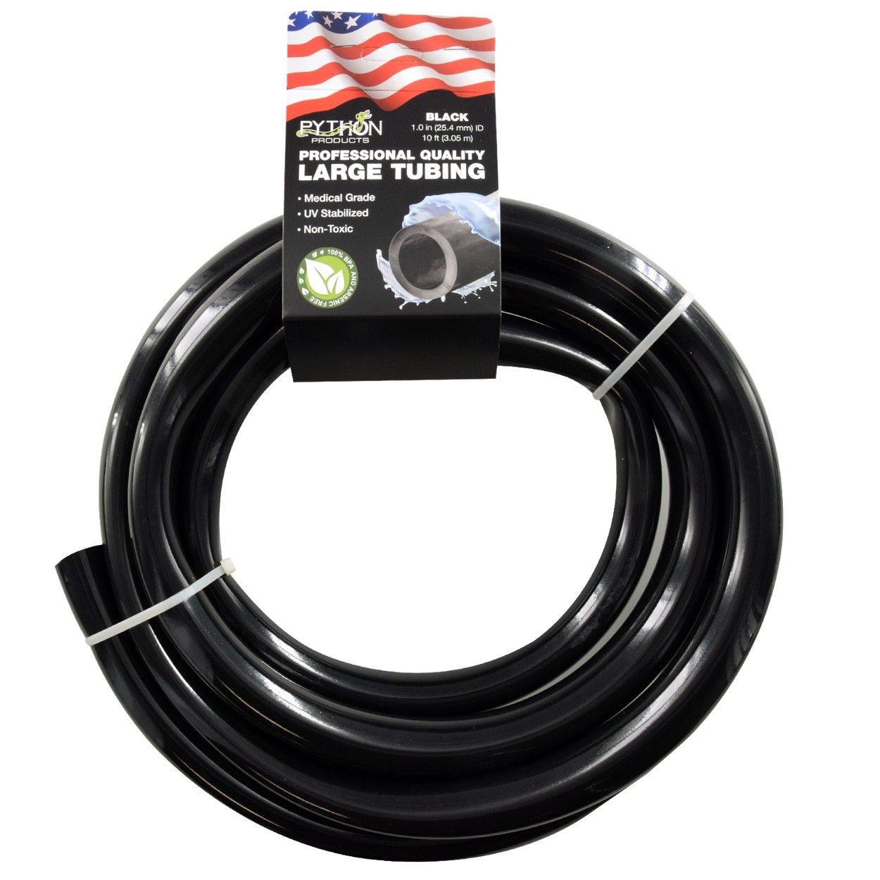 Python Professional Quality Large Tubing - Black - 1" ID - 50 Feet  