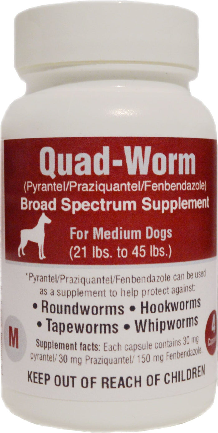 Quad-Worm for Dogs Dog De-Wormers - 21 - 45 Lbs - 4 Count