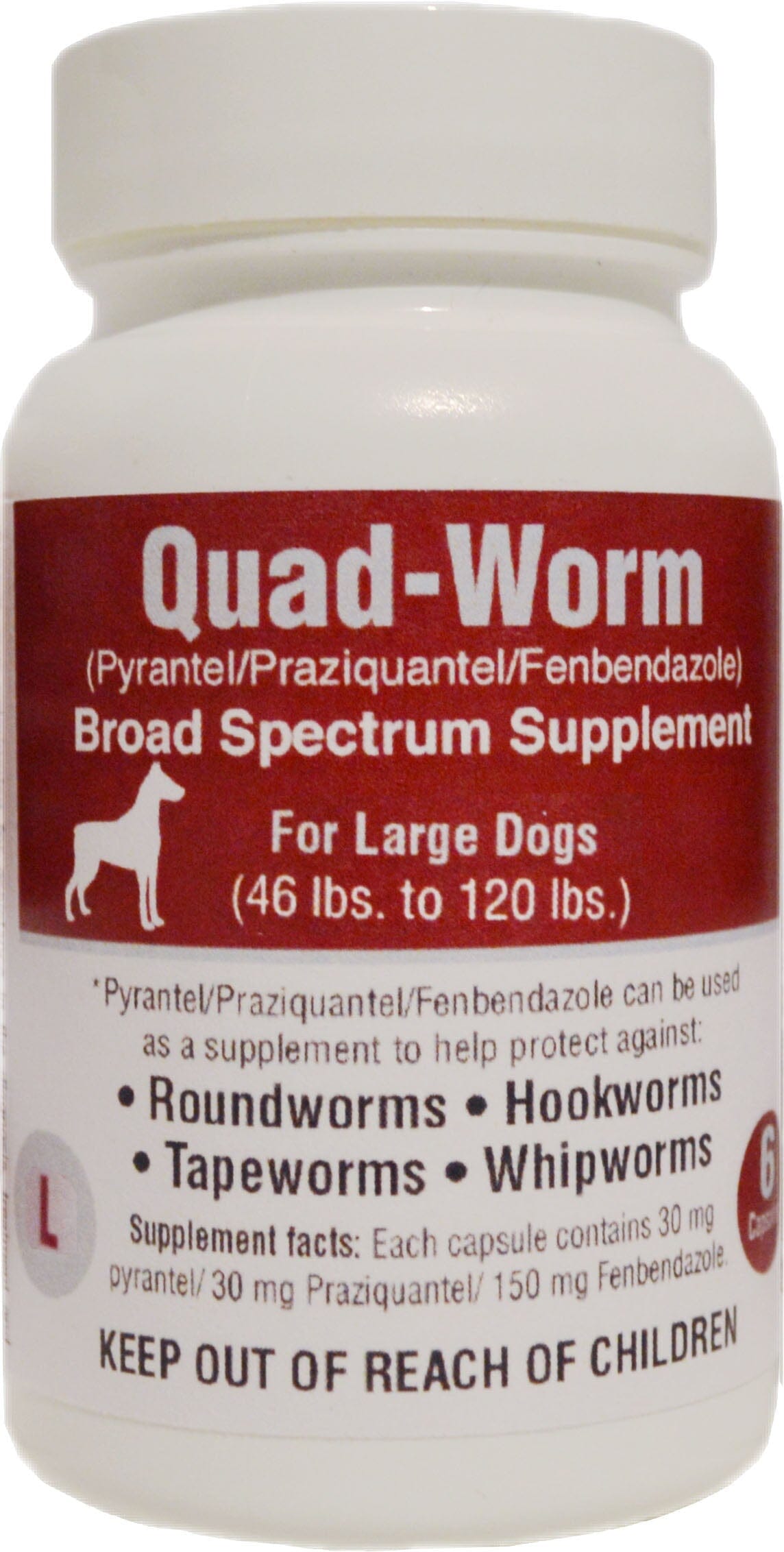 Quad-Worm for Dogs Dog De-Wormers - 46 - 120 Lbs - 6 Count  