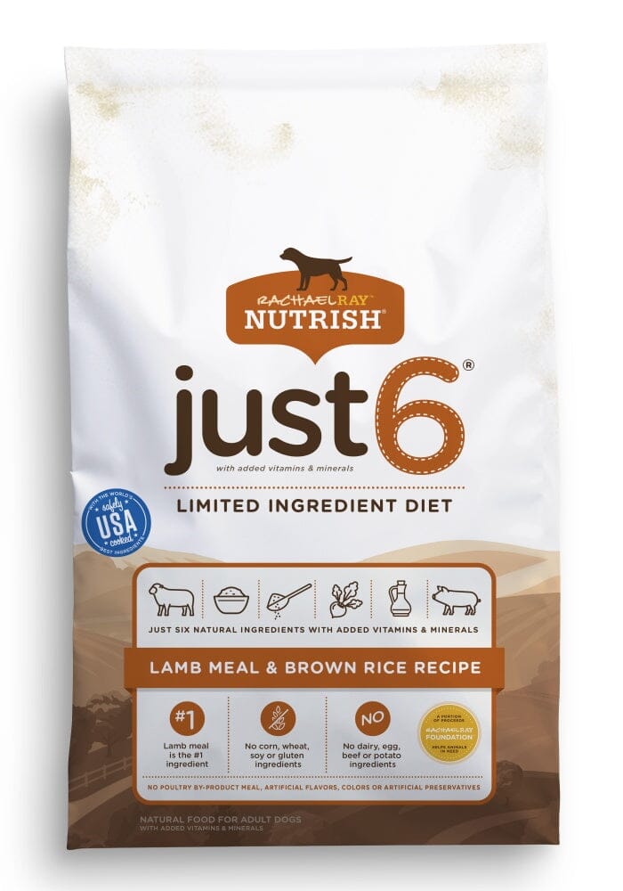Rachael Ray Nutrish Just 6 Limited Ingredient Diet Lamb Meal & Brown Rice Recipe Dry Do...