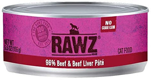 Rawz 96% Beef & Liver Pate Canned Cat Food - 5.5 oz - Case of 24