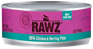 Rawz 96% Chicken & Herring Pate Canned Cat Food - 5.5 oz - Case of 24