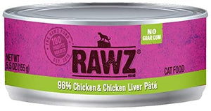 Rawz 96% Chicken & Liver Pate Canned Cat Food - 5.5 oz - Case of 24