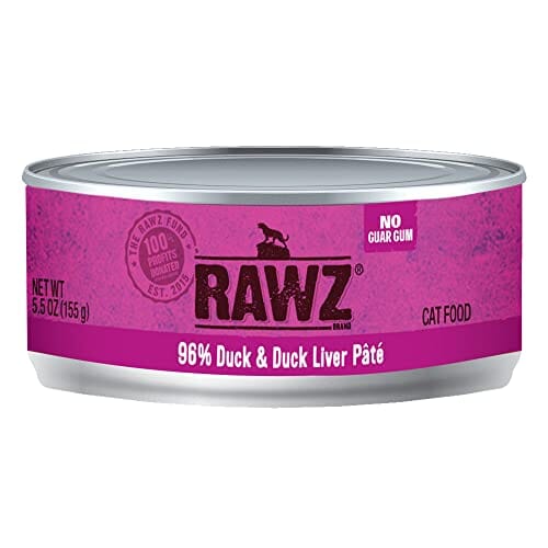 Rawz 96% Duck & Duck Liver Pate Canned Cat Food - 5.5 oz - Case of 24  