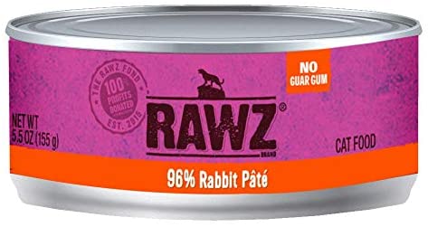 Rawz 96% Rabbit Pate Canned Cat Food - 5.5 oz - Case of 24  