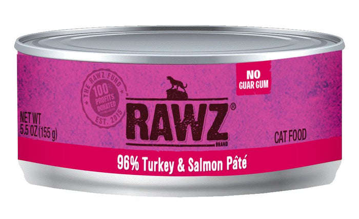Rawz 96% Turkey & Salmon Pate Canned Cat Food - 5.5 oz - Case of 24