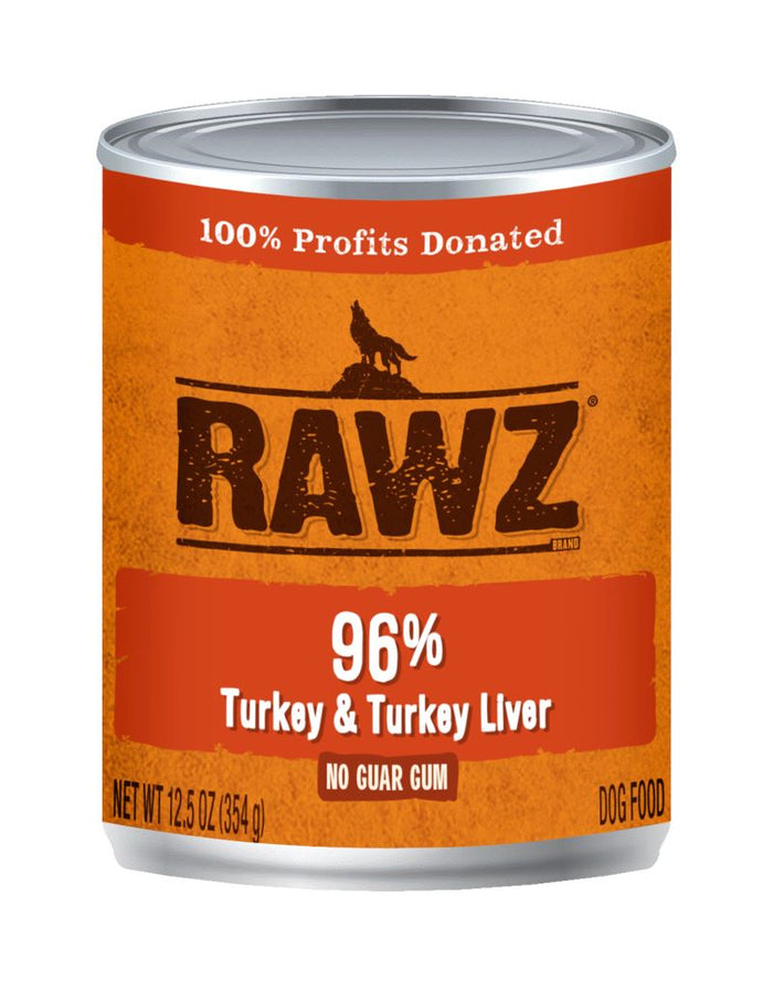 Rawz 96% Turkey & Turkey Liver Pate Canned Dog Food - 12.5 oz - Case of 12