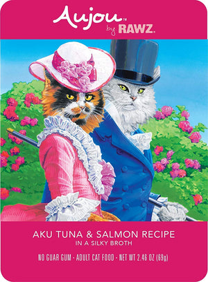 Rawz Aujou Aku Tuna & Salmon Pouch Shredded Wet Cat Food - 2.46 oz - Case of 8