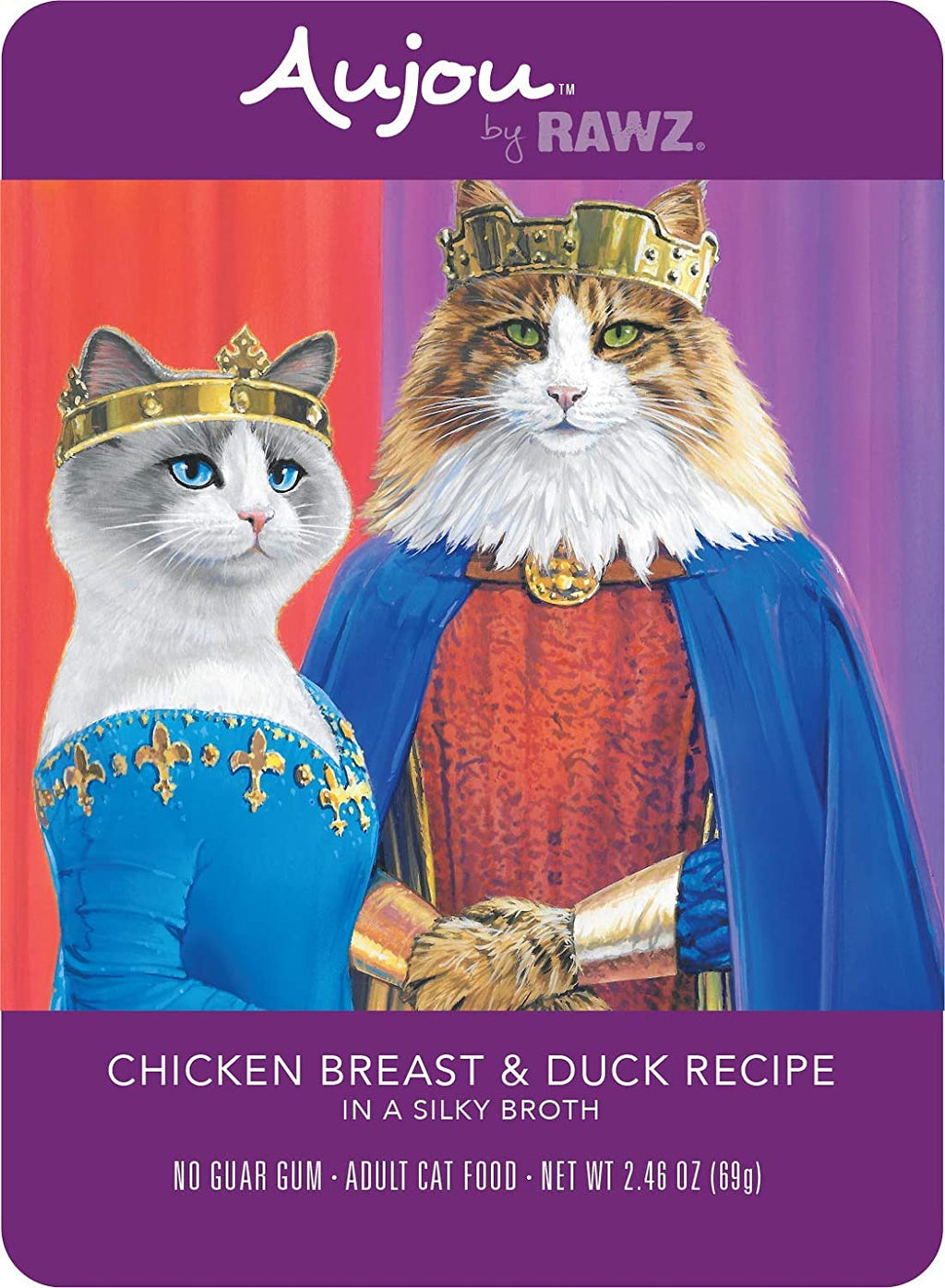 Rawz Aujou Chicken Breast & Duck Pouch Shredded Wet Cat Food - 2.46 oz - Case of 8  