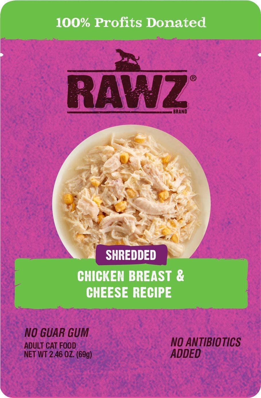 Rawz Shredded Chicken Breast & Cheese Cat Food - 2.46 oz Pouches - Case of 8