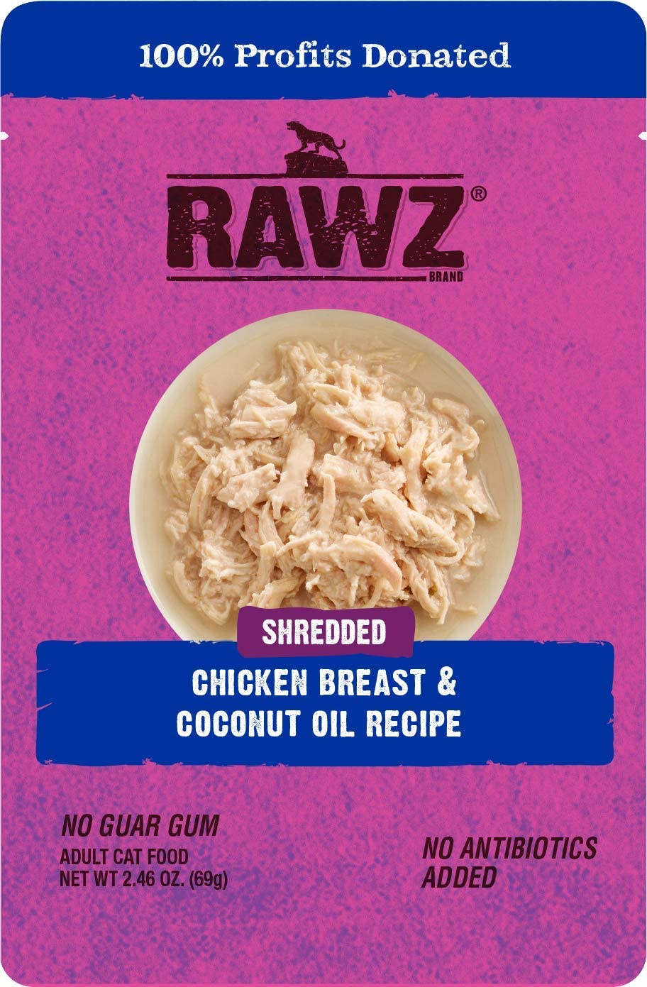 Rawz Shredded Chicken Breast & Coconut Oil Canned Cat Food - 2.46 oz - Case of 8  