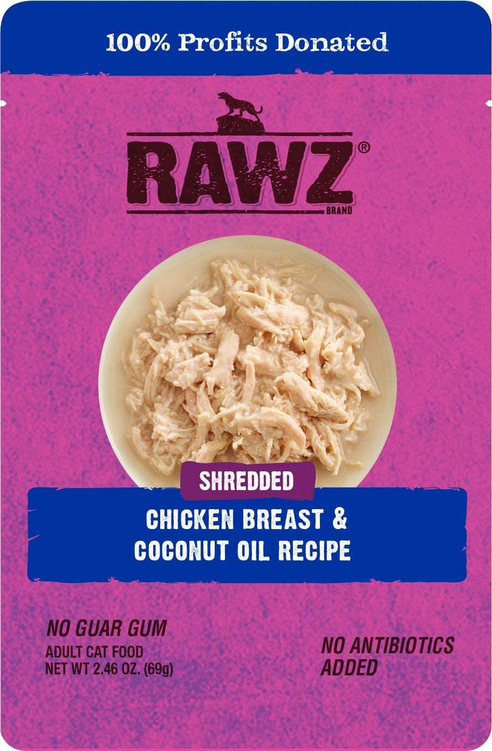 Rawz Shredded Chicken Breast & Coconut Oil Canned Cat Food - 2.46 oz - Case of 8