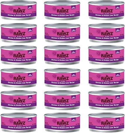 Rawz Shredded Chicken & Chicken Liver Canned Cat Food - 3 oz - Case of 18  