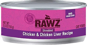 Rawz Shredded Chicken & Chicken Liver Canned Cat Food - 5.5 oz - Case of 24