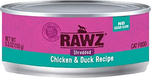 Rawz Shredded Chicken & Duck Canned Cat Food - 5.5 oz - Case of 24