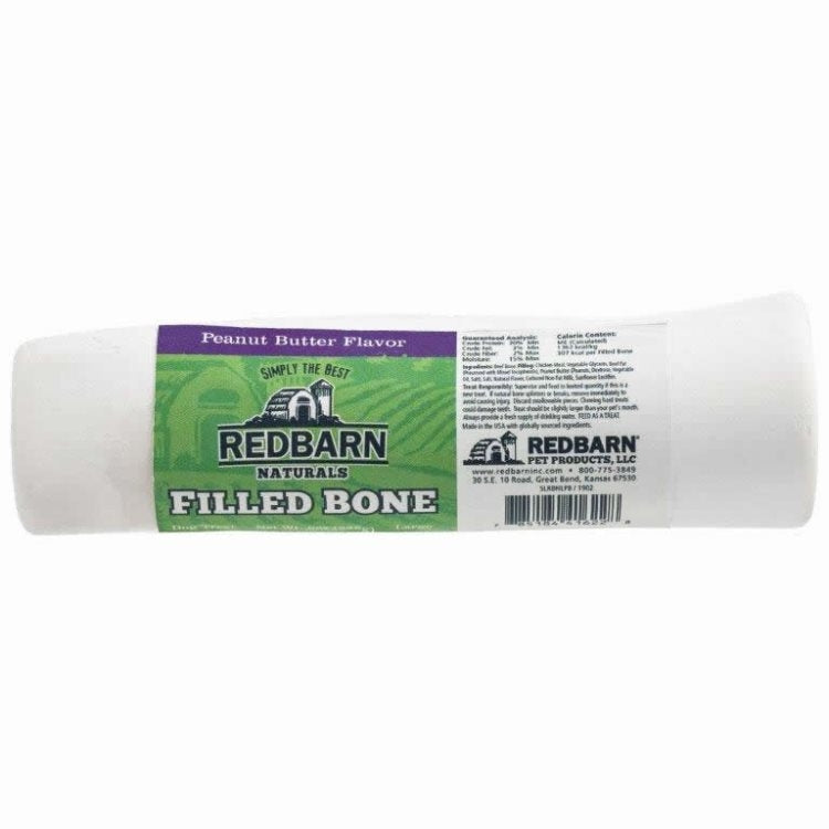 Red Barn Filled Bones Peanut Butter Natural Dog Chews - Large - 8 Oz - Case of 15  