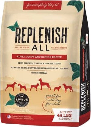 Replenish All Multi Protein All Stages Dry Dog Food - Beef Chicken and Turkey - 44 Lbs  