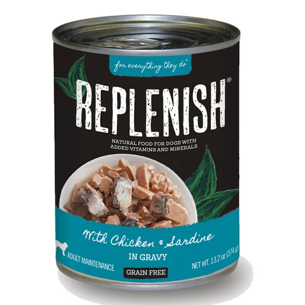 Replenish Grain-Free Canned Dog Food - Chicken and Sardine - 13.2 Oz - Case of 12