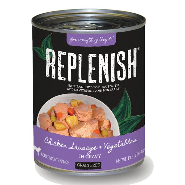 Replenish Grain-Free Canned Dog Food - Chicken and Sausage - 13.2 Oz - Case of 12