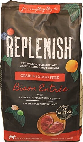 Replenish Grain-Free with Active 8 Dry Dog Food - Bison - 24 Lbs  