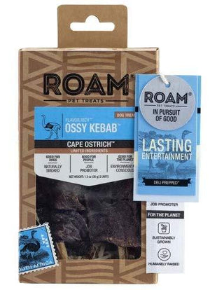 Roam Ossy Kebab (rib with ostrich meat) Dog Natural Chews - 2 ct Box