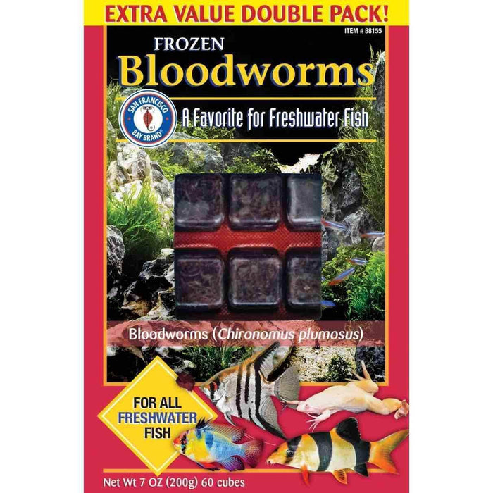 San Francisco Bay Brand Frozen Bloodworms - 60 Cubes - 7 oz