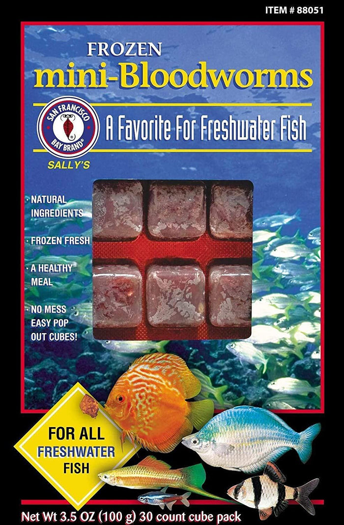 San Francisco Bay Brand Frozen Mini-Bloodworms - 30 Mini Cubes - 3.5 oz