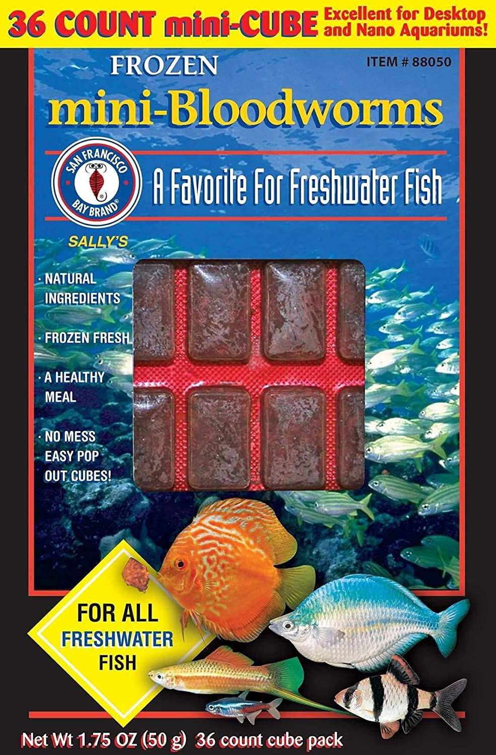 San Francisco Bay Brand Frozen Mini-Bloodworms - 36 Mini Cubes - 1.75 oz  