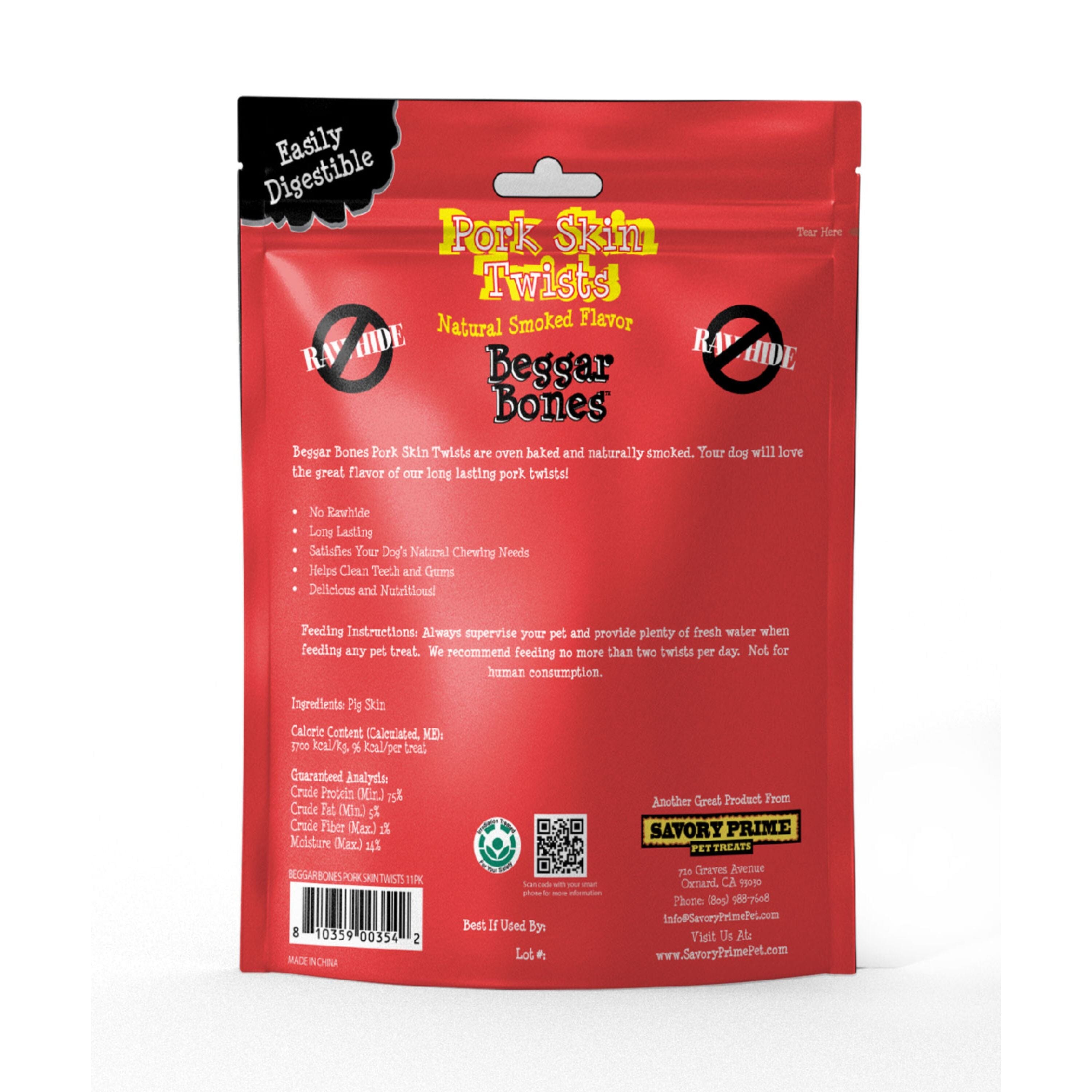 Savory Prime Beggar Bone Pork Skin Twists - 11 pk  