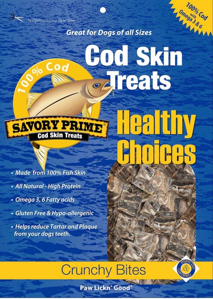 Savory Prime Cod Skin Crunchy Bites Dog Treats - 16 Oz  
