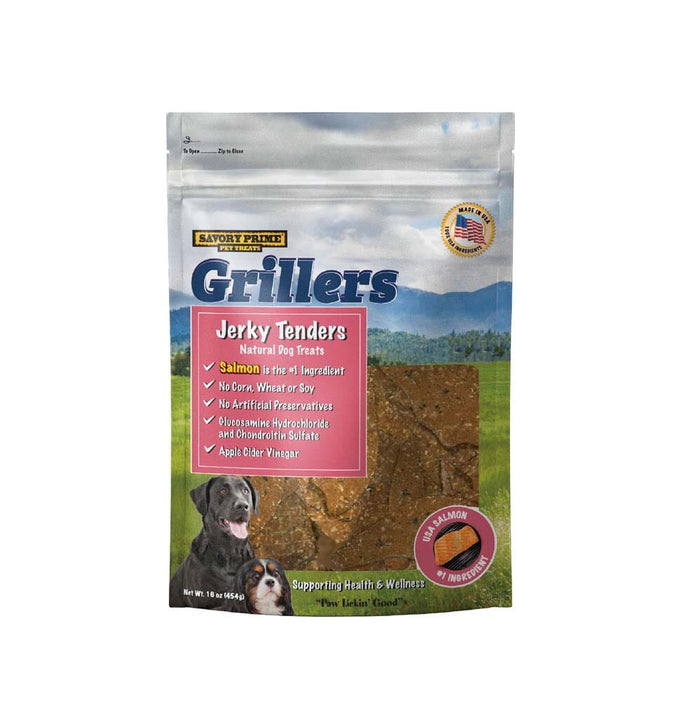 Savory Prime Girllers Jerky Tenders Dog Treats Salmon - 16 Oz