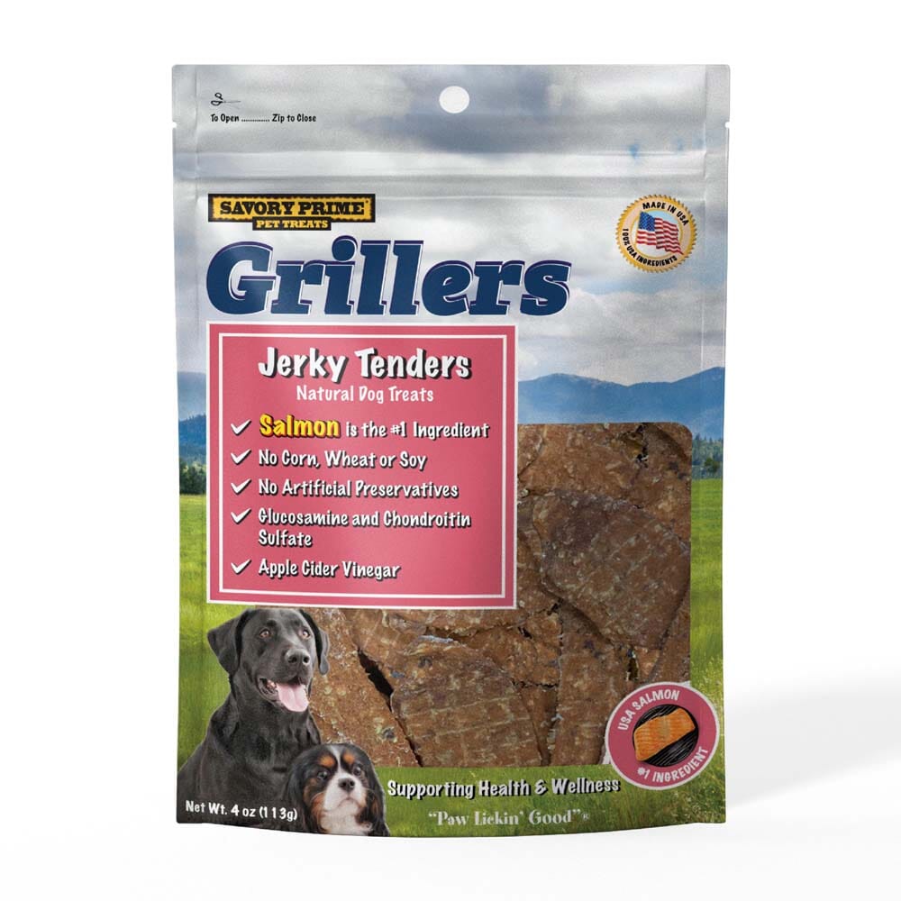 Savory Prime Girllers Jerky Tenders Dog Treats Salmon - 4 Oz  