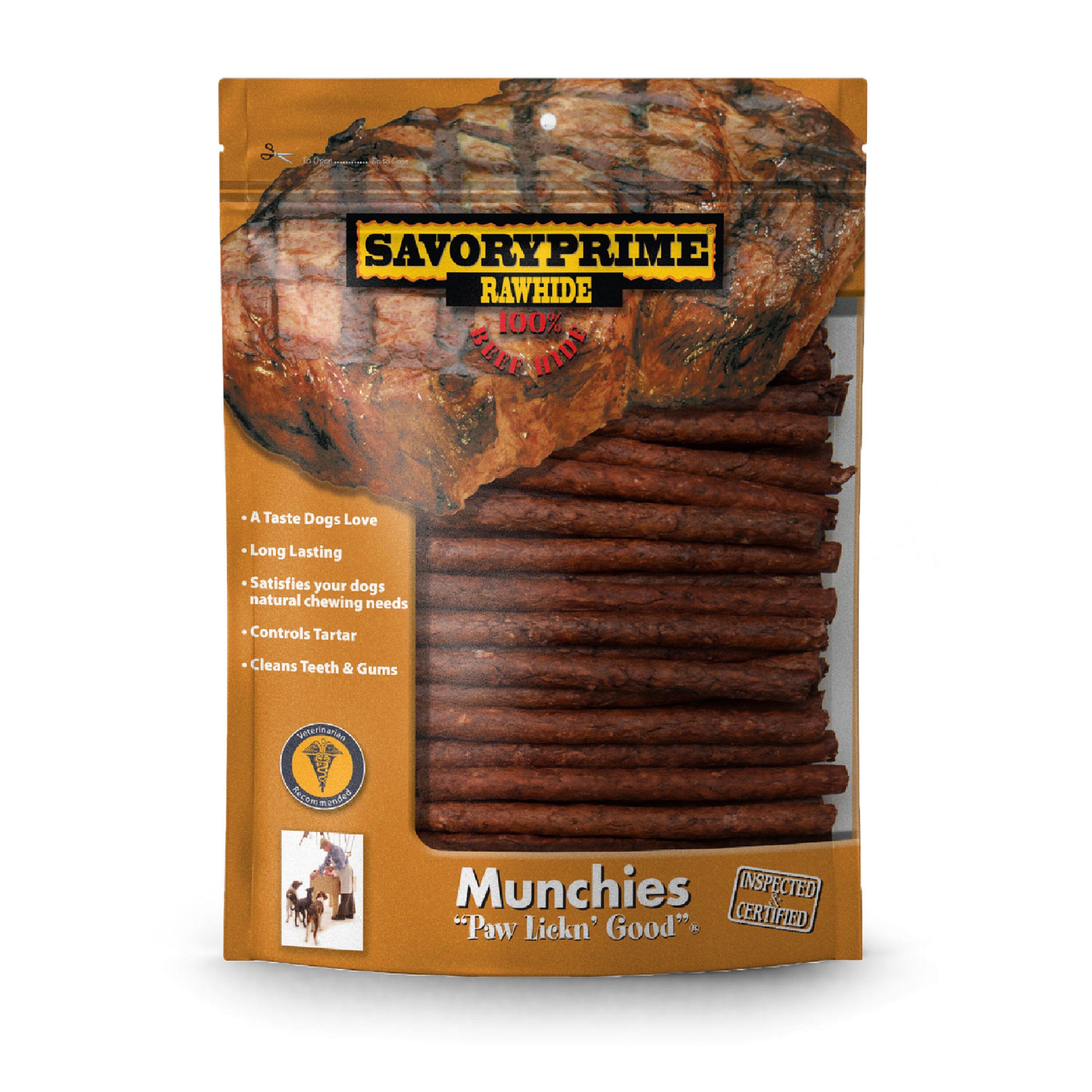 Savory Prime Munchie Sticks Dog Treat Beef - 5 in - 100 Pack  