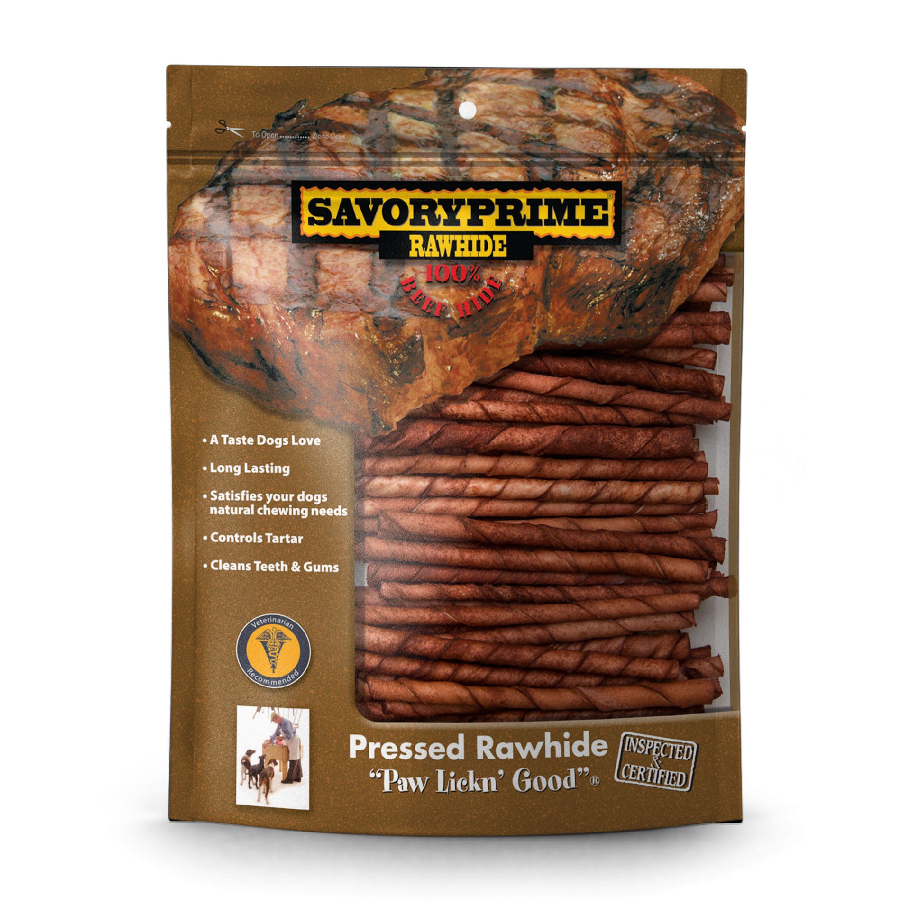 Savory Prime Pressed Rawhide Twist Sticks Beef - 5 in - 100 Pack  