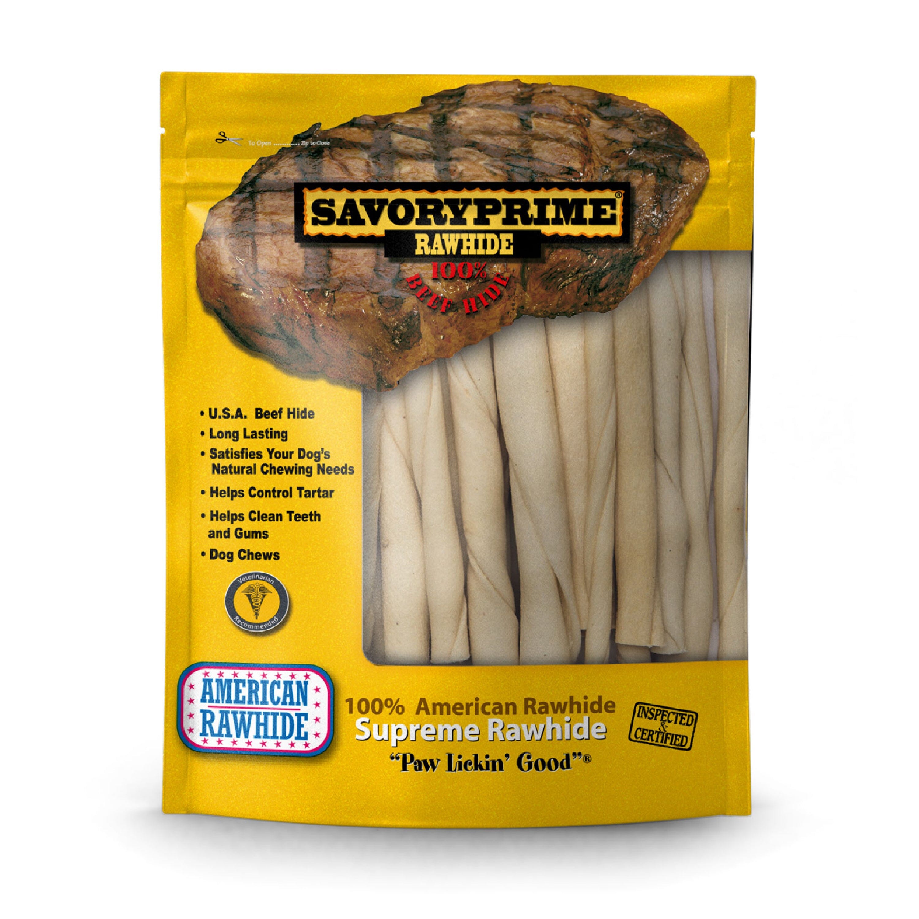 Savory Prime Pressed Rawhide Twist Sticks Natural - 5 in - 30 pk  