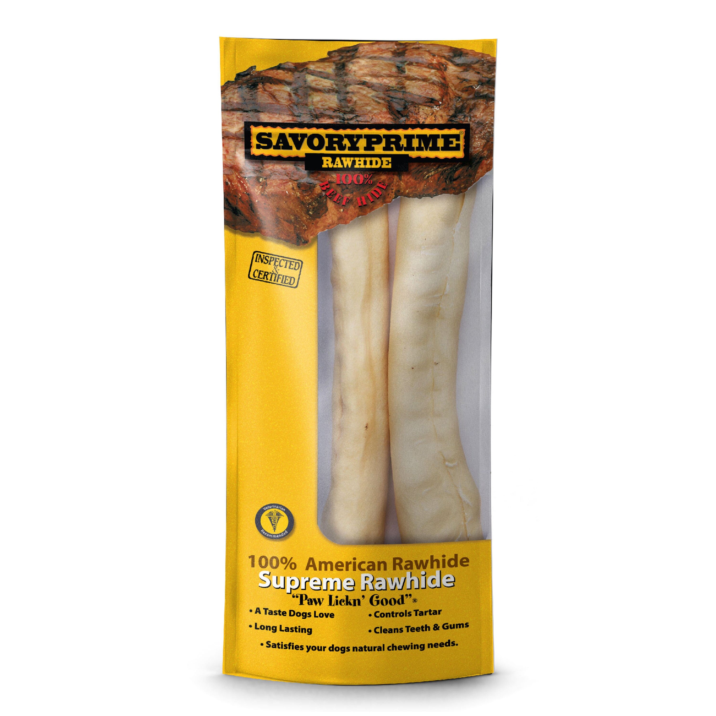 Savory Prime Supreme Rawhide Retriever Roll Natural - 10 in - 2 Pack  