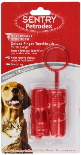 Sentry Petrodex Deluxe Finger Toothbrush Dog Dental Care - Red - 2 Pack