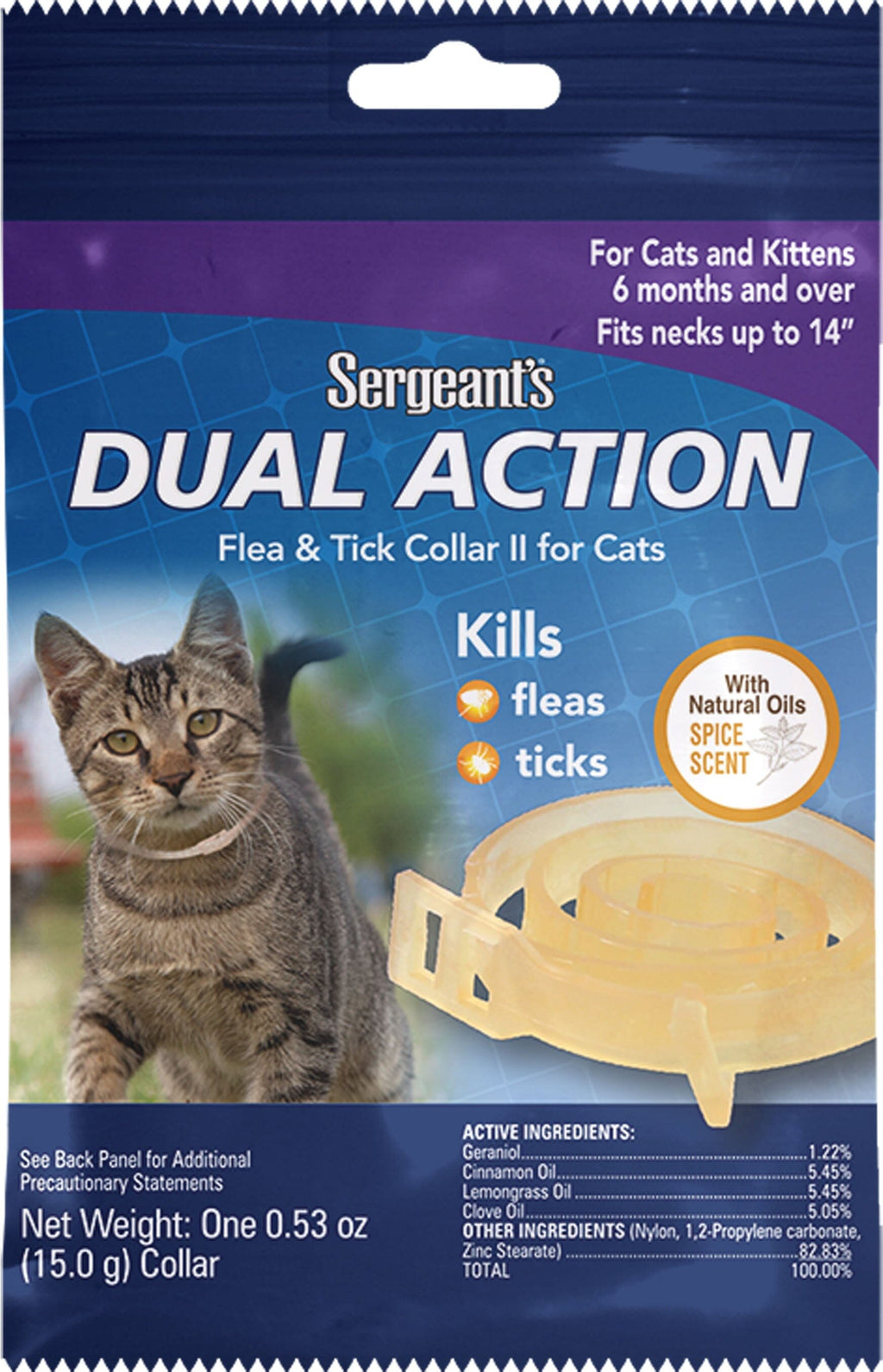 Sergeant's Dual Action Flea & Tick Collar Ll Cats - Up To 14 In  