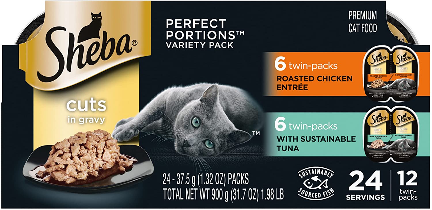 Sheba Perfect Portions Mixed Cuts Chicken/Tuna Twin Multi-Pack Wet Cat Food - 2.65 oz - Case of 12  