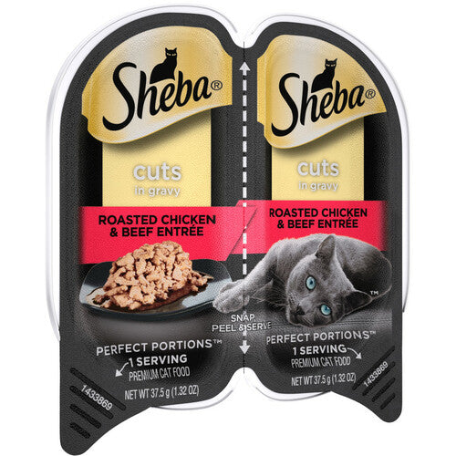 Sheba Perfect Portions Twin Pack Chicken & Beef Cuts in Gravy Wet Cat Food - 2.64 oz - Case of 24  