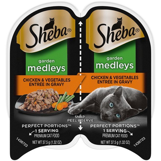 Sheba Perfect Portions Twin Pack Cuts Chicken & Beef with Vegetables Wet Cat Food - 2.64 oz - Case of 24  