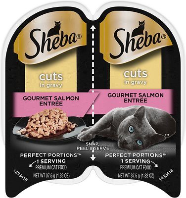 Sheba Perfect Portions Twin Pack Salmon & Seafood Cuts in Gravy Wet Cat Food - 2.65 oz - Case of 24  