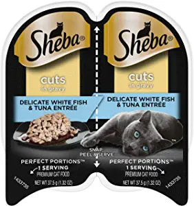 Sheba Perfect Portions Twin Pack Whitefish & Tuna Cuts in Gravy Wet Cat Food - 2.65 oz - Case of 24  