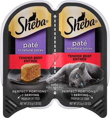 Sheba Premium Pate Twin Pack Beef Entrée Wet Cat Food - 2.65 oz - Case of 24  