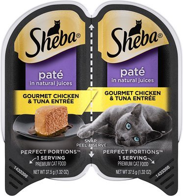 Sheba Premium Pate Twin Pack Chicken & Tuna Entrée Wet Cat Food - 2.65 oz - Case of 24  