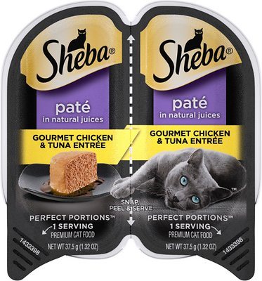 Sheba Premium Pate Twin Pack Chicken & Tuna Entrée Wet Cat Food - 2.65 oz - Case of 24
