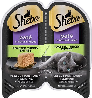 Sheba Premium Pate Twin Pack Turkey Entrée Wet Cat Food - 2.65 oz - Case of 24