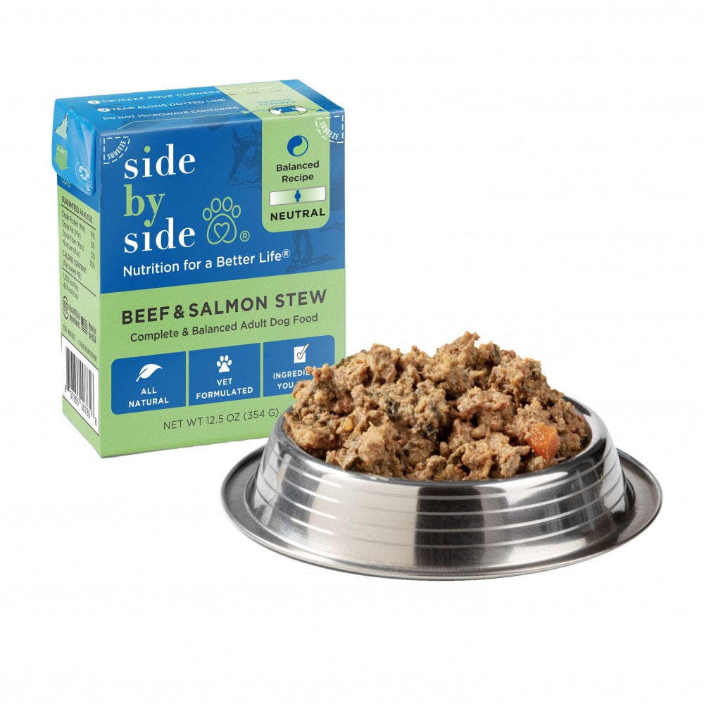 Side By Side Beef & Salmon Stew Neutral Recipe Tetra Pack Wet Dog Food  